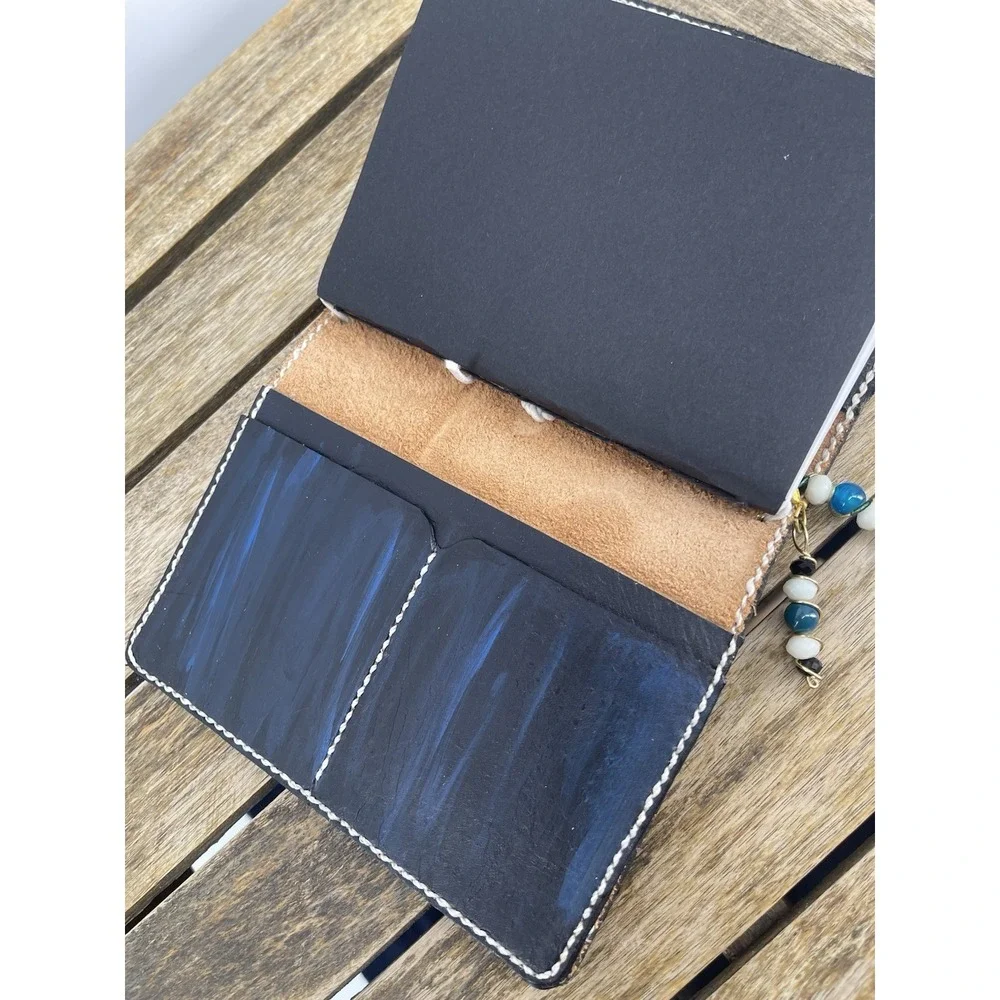 Hand Painted Leather Journal Wolf Moon Handmade Notebook Sketchbook